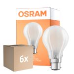 Fordelspakke 6x Osram Retrofit Classic LED B22d Pære matt 11W 1521lm - 827 ekstra varm hvid | dæmpbar -  erstatter 100W