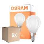 Fordelspakke 6x Osram Classic LED E14 Kugle Filament Matt 5.5W 806lm - 840 Kold Hvid | Dæmpbar - Erstatter 60W