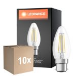 Fordelspakke 10x Ledvance Classic Performance LED Pære B22d Kerte filament klar 4W 470lm - 827 ekstra varm hvid | erstatter 40W