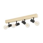 Eglo Loftlampe Townshend 3 Træ Stål Sort | IP20 - Egnet til 4x E27 