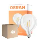 Fordelspakke 4x Osram LED Superstar E27 Globe G125 Filament Klar 11W 1521lm - 927 Ekstra Varm Hvid | Bedste Farvegengivelse - Erstatter 100W