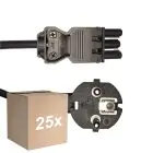 Fordelspakke 25x Noxion GST-Kompatibel Forsyningskabel - Hun + Schuko Europlug - Sort 5m - 3 pole 0.75mm2