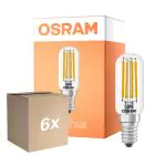 Fordelspakke 6x Osram LED Special E14 Tubular Pære T26 Filament Klar 4.9W 730lm - 827 Ekstra Varm Hvid | Erstatter 55W