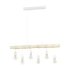 Eglo Pendel Lampe Townshend Stål Hvid Træ | IP20 - Egnet til 6x E27 