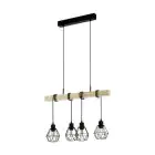 Eglo Pendel Lampe Townshend 5 Stål Træ Sort | IP20 - Egnet til 4x E27 
